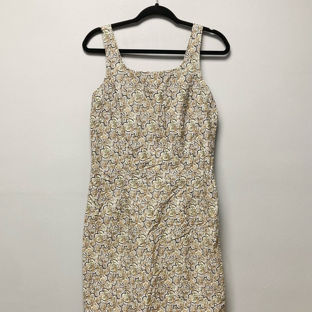 Faded Glory Khaki Paisley Cotton Sleeveless Shift Dress FG7073 Medium 8/10